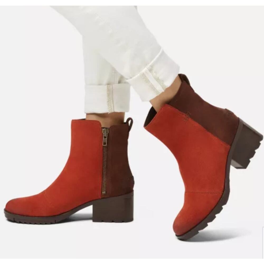 SOREL Womens Cate Bootie 8 Orange Brown EUC - Picture 2 of 8